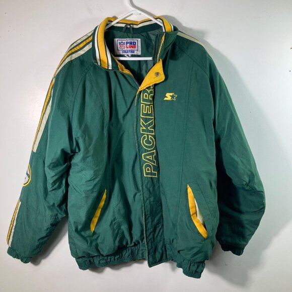 Vintage 90s NFL Pro Line Starter Jacket Green Bay Packers L Insulated Zip - Picture 1 of 10